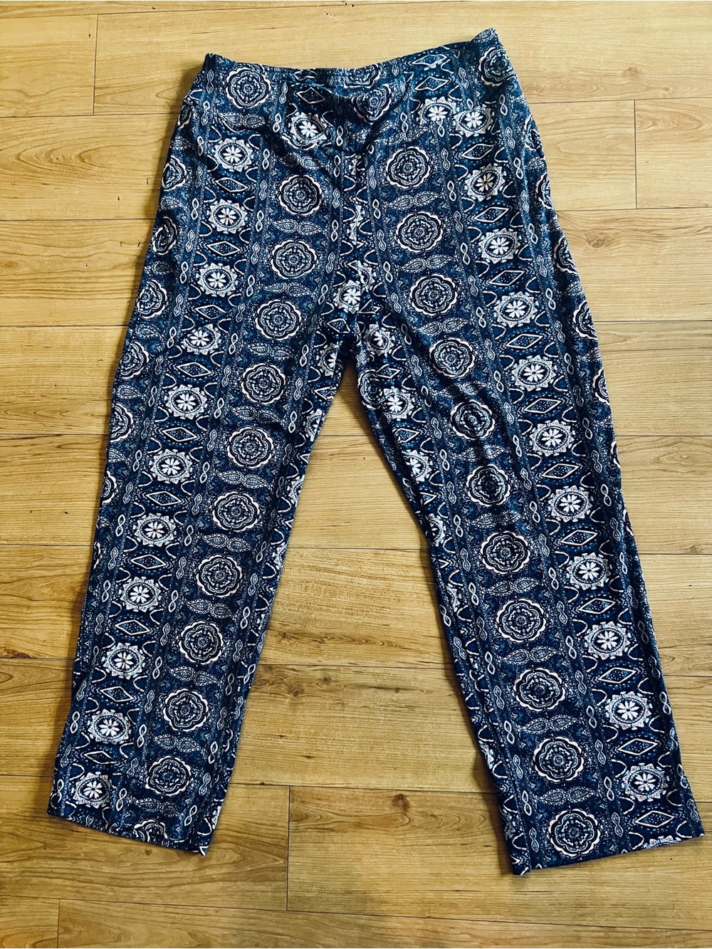 Monterey Bay Navy & White Wide Leg Patterned Pants